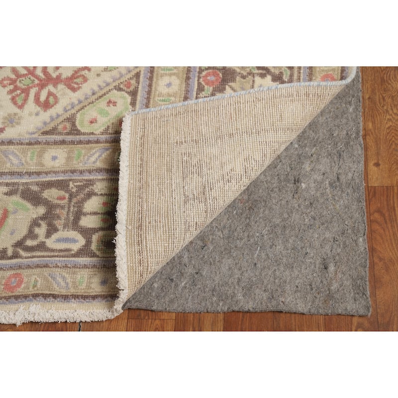 Light Blue Geometric Tabriz Persian Vintage Rug Handmade Wool Carpet - 7'10" x 10'9"