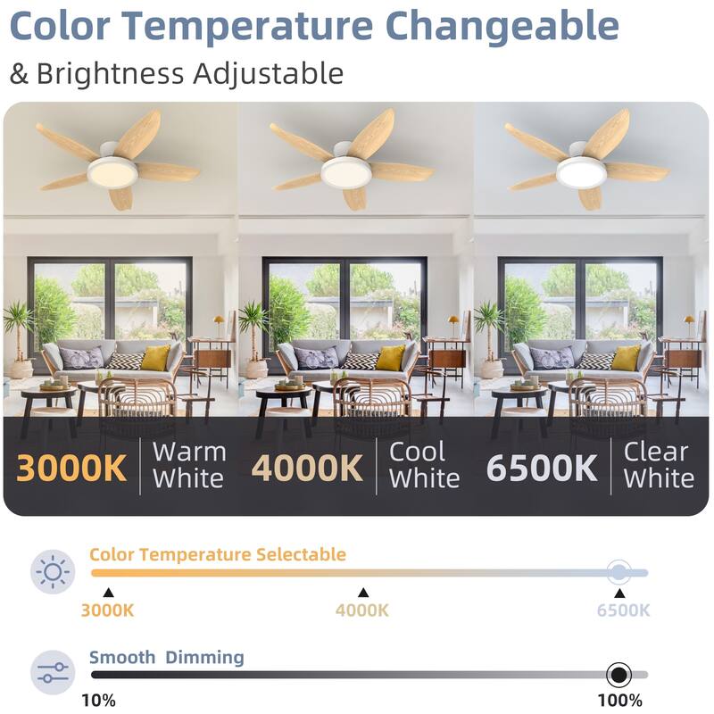 42-inch Eye-Protection Light Source Black Fan Blades High Airflow Plug-in Fan Blades ABS Plastic Fan Blades Ceiling Fan Light