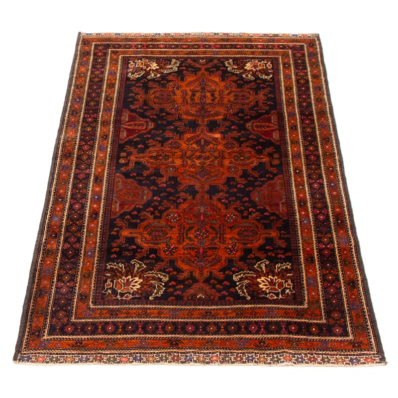 Teimani Black, Orange Rug 3'10" x 7'1" - 3'10 x 7'1
