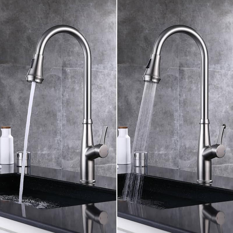 Kitchen Faucet with Pull Down Sprayer Single Handle Kitchen Sink Faucets Modern One Hole Kitchen Faucets With Deck Plate