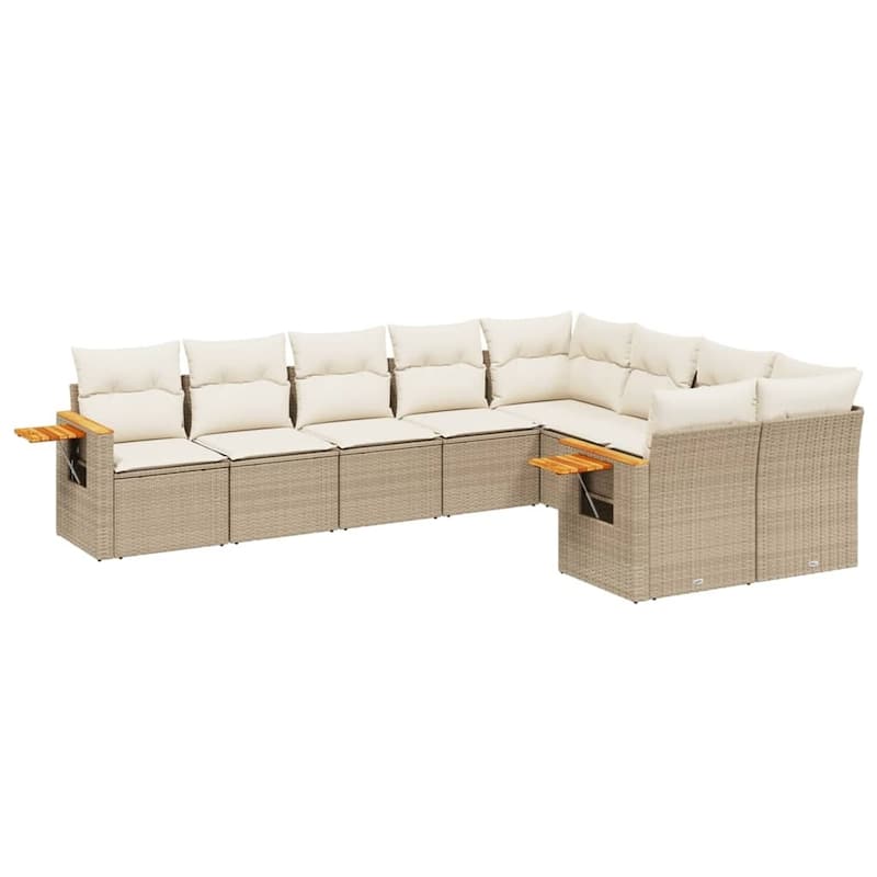 vidaXL Patio Sofa Set with Cushions Outdoor Conversation Furniture Poly Rattan