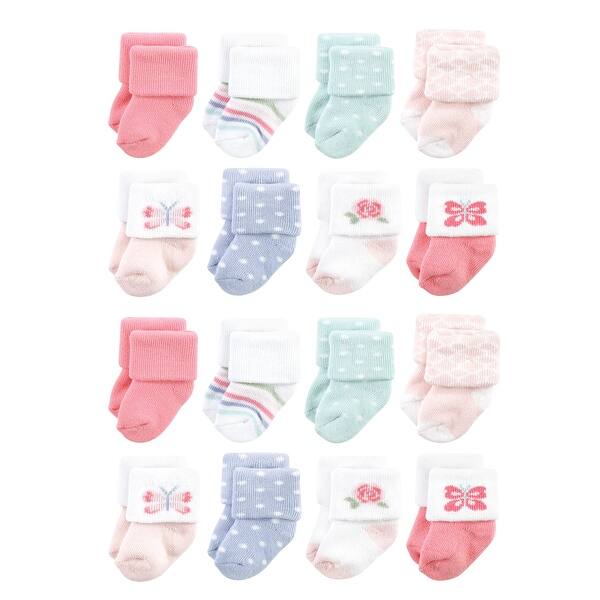 slide 1 of 1, Hudson Baby Cotton Rich Baby Terry Socks 16-Pack, Pastel Butterfly Pastel Butterfly - 6-12 Months
