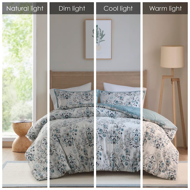 Madison Park Joyce 3 Piece Floral Printed Cotton Comforter Set