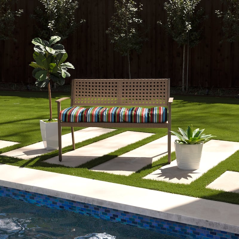 Sorra Home Sunbrella Carousel Confetti Indoor/Outdoor Tufted Bench Cushion - 48 x 19 x 3