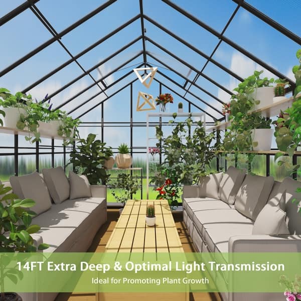 Cozywor Outdoors Walk-in Aluminum Greenhouses with 4 Roof Vent