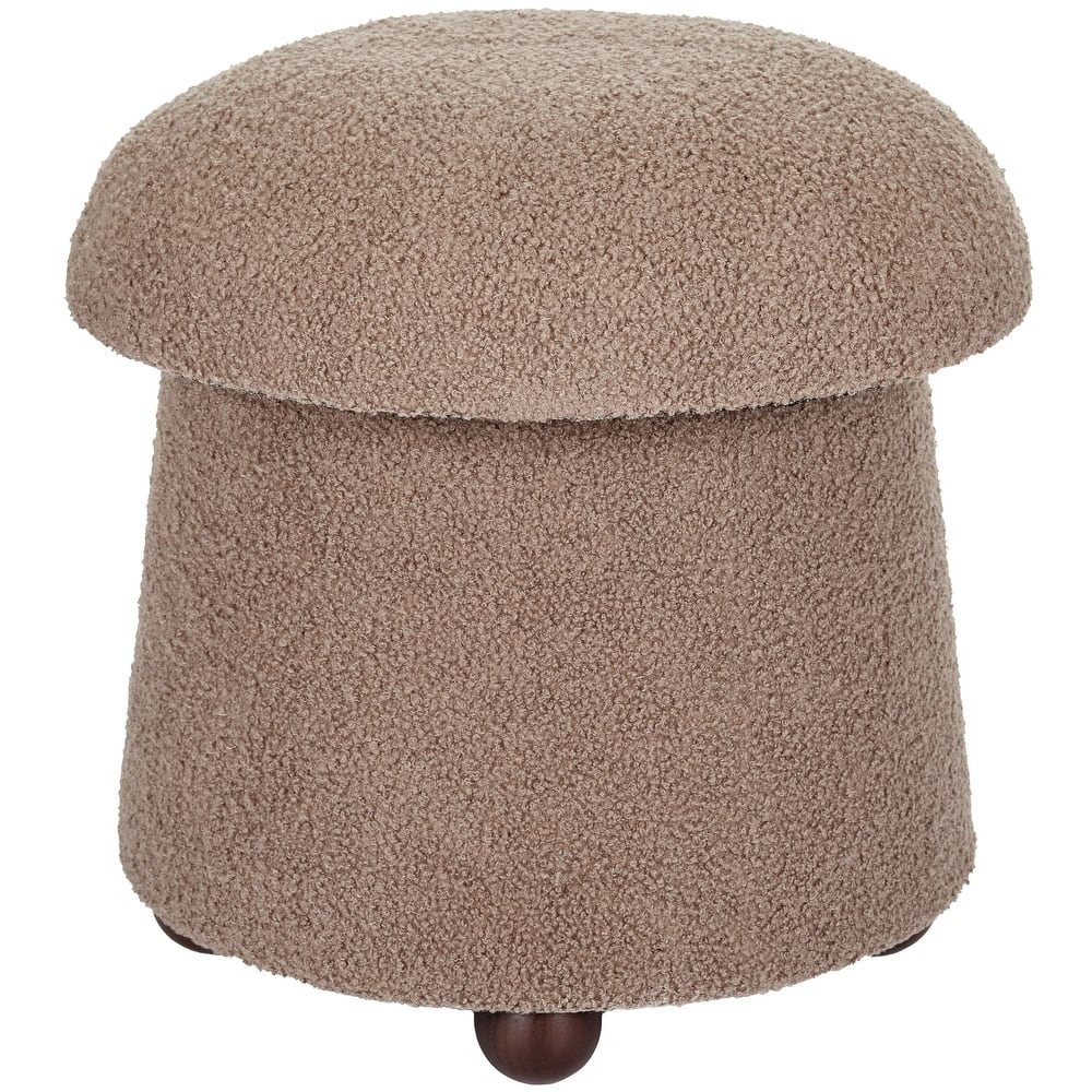 Aria Home Modern Mushroom Round Ottoman with Storage and Plush Teddy