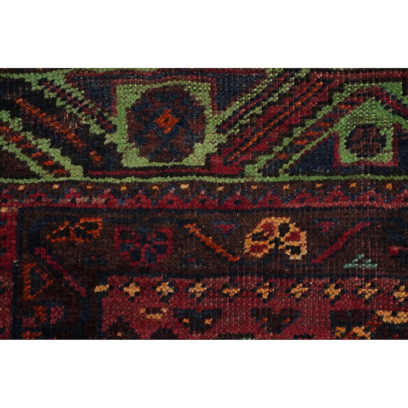 Hand Knotted Oriental 100% Wool Carpet Traditional Tribal Red Qashqai Area Rug - 6' 9'' X 4' 11''