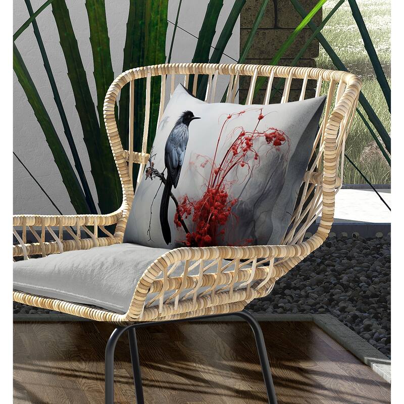 Winter Wishper Indoor/Outdoor Reversible Throw Pillow Gray and Red
