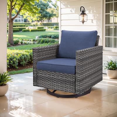 Outdoor Swivel Glider Rocker Single Chair - Brown