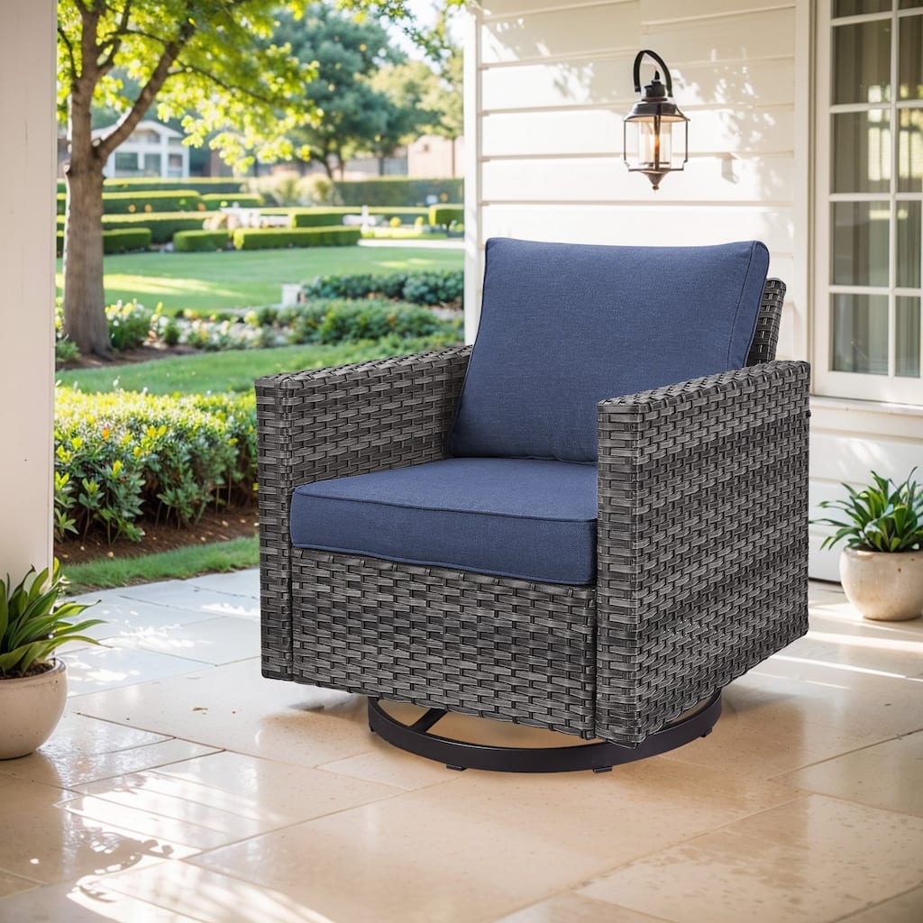 Outdoor Swivel Glider Rocker Single Chair - Brown