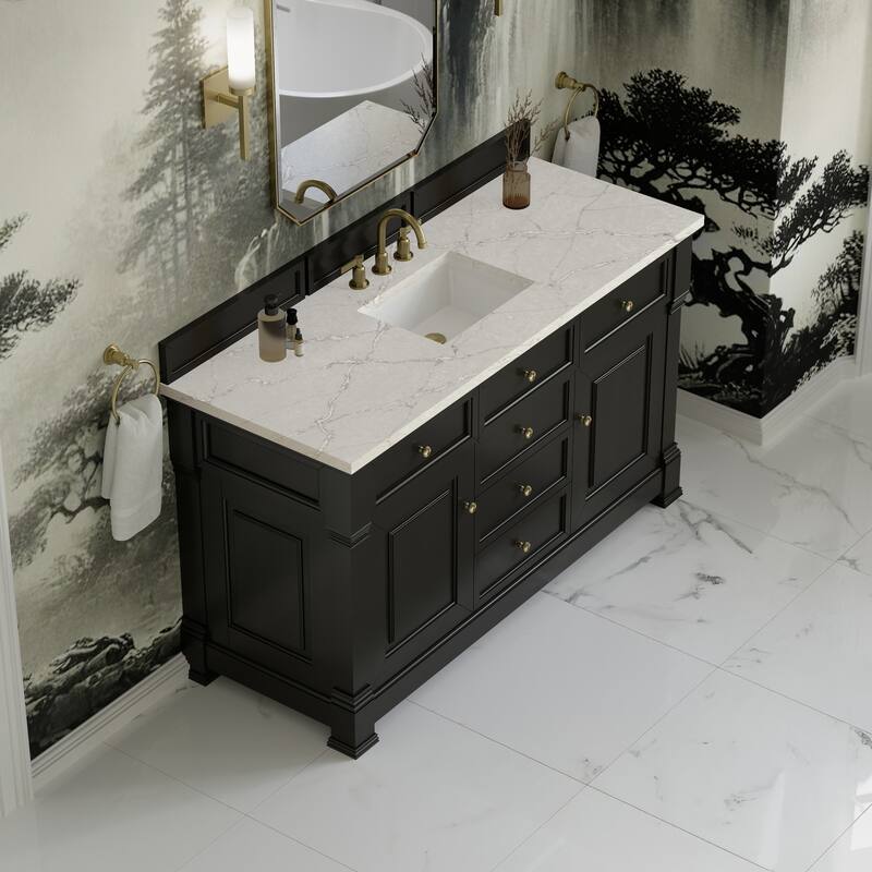 Brookfield 60" Single Vanity, Black Onyx w/FreePower Wireless Charger
