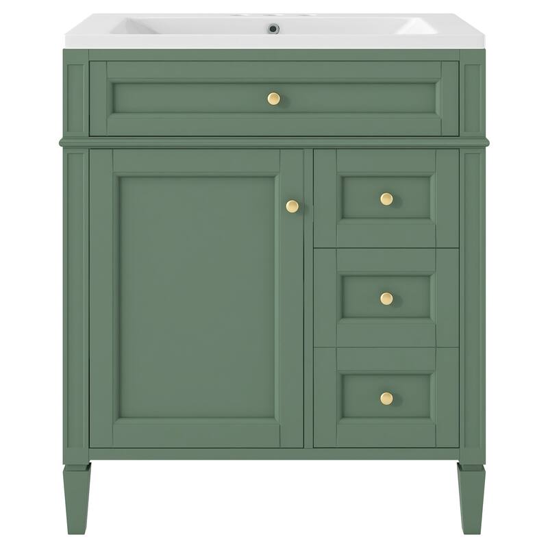 30'' Bathroom Vanity with Top Sink, Modern Bathroom Storage Cabinet with 2 Drawers, a Tip-out Drawer and Adjustable Shelf