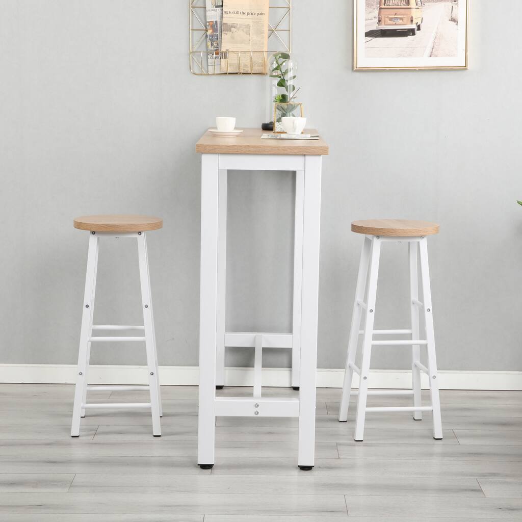 3Pcs Breakfast Bar Dining Set Kitchen Counter Set with 2 Bar Chairs for Dining Room for Small House Apartment Dining Room