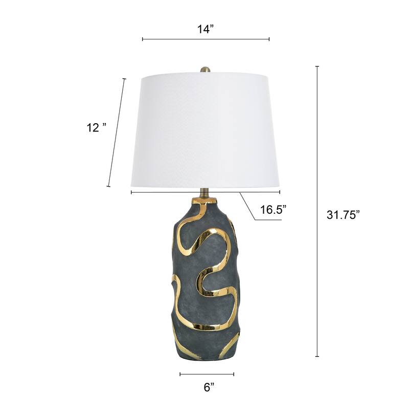 StyleCraft Ceramic Table Lamp - Izmir Gold - White Shade