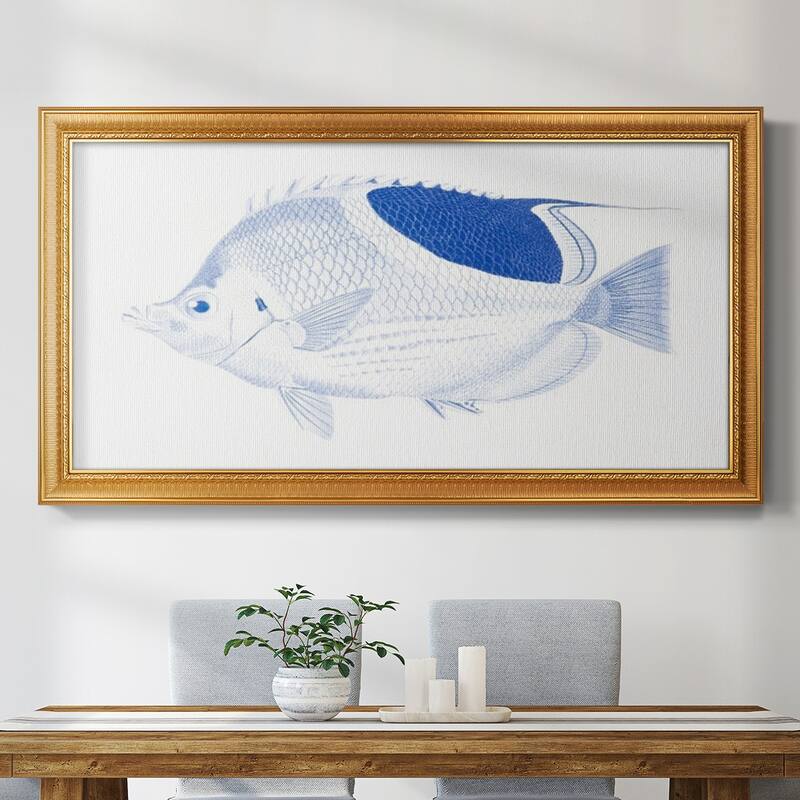 Blue & White Tropical Fish I Premium Framed Canvas- Ready to Hang