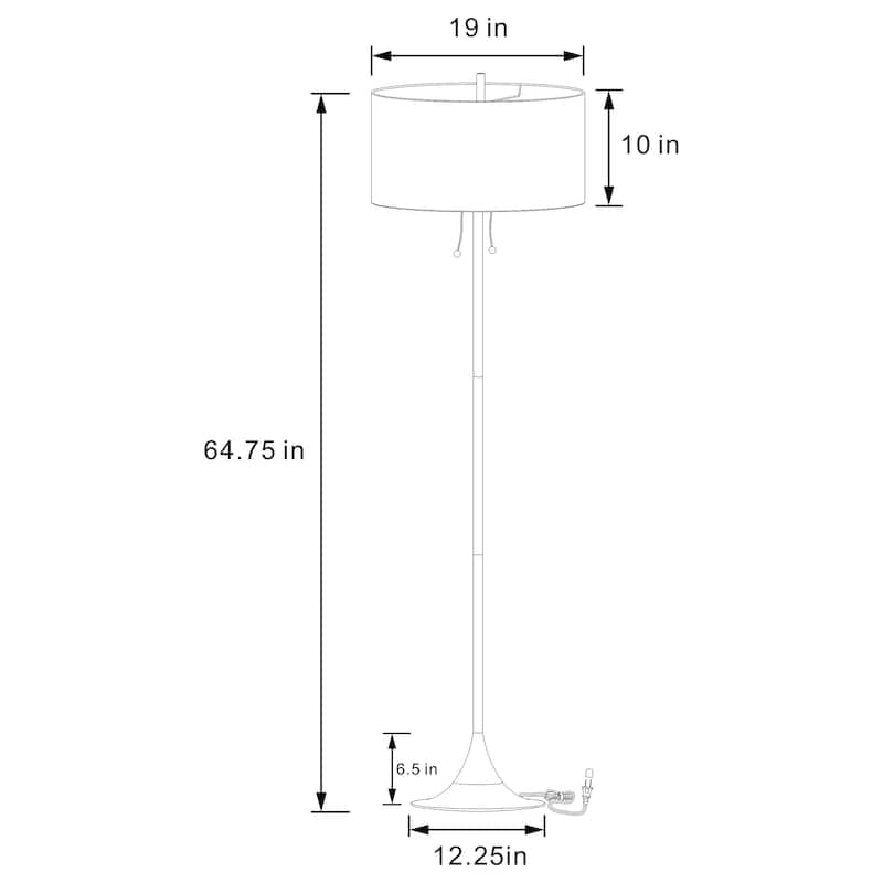 Bellflower Gold 65-inch Drum Shade Metal Floor Lamp