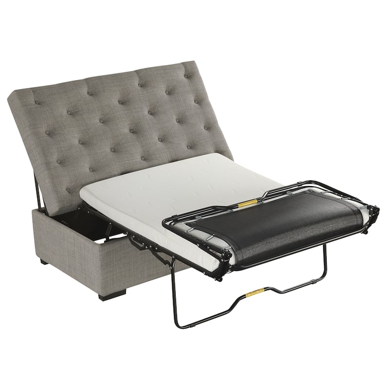 Tufted Sleeper Couch Settee, Ottoman with Folding Sofa Bed, Convertible Ottoman Sleeper with Memory Mattress
