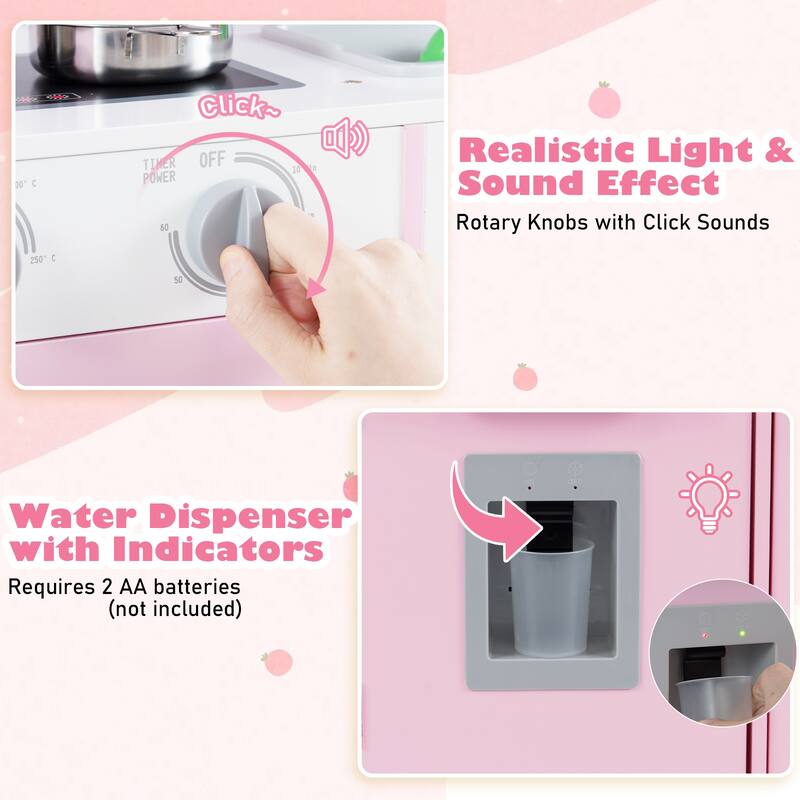 Gymax Kids Play Kitchen Toy Set w/ Water Dispenser Sink Faucet