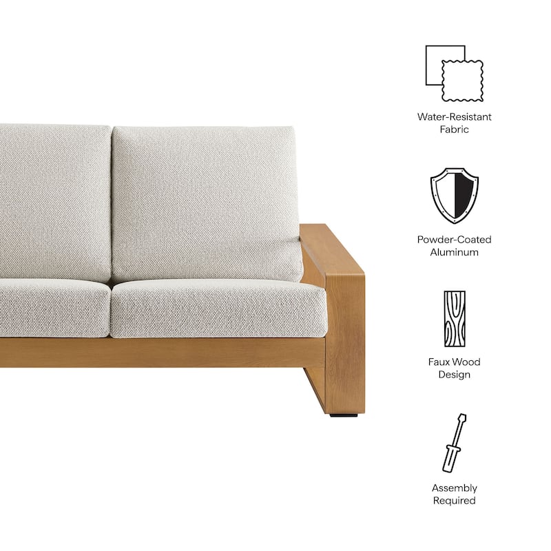 Lirienne Outdoor Patio Aluminum Faux Wood Loveseat