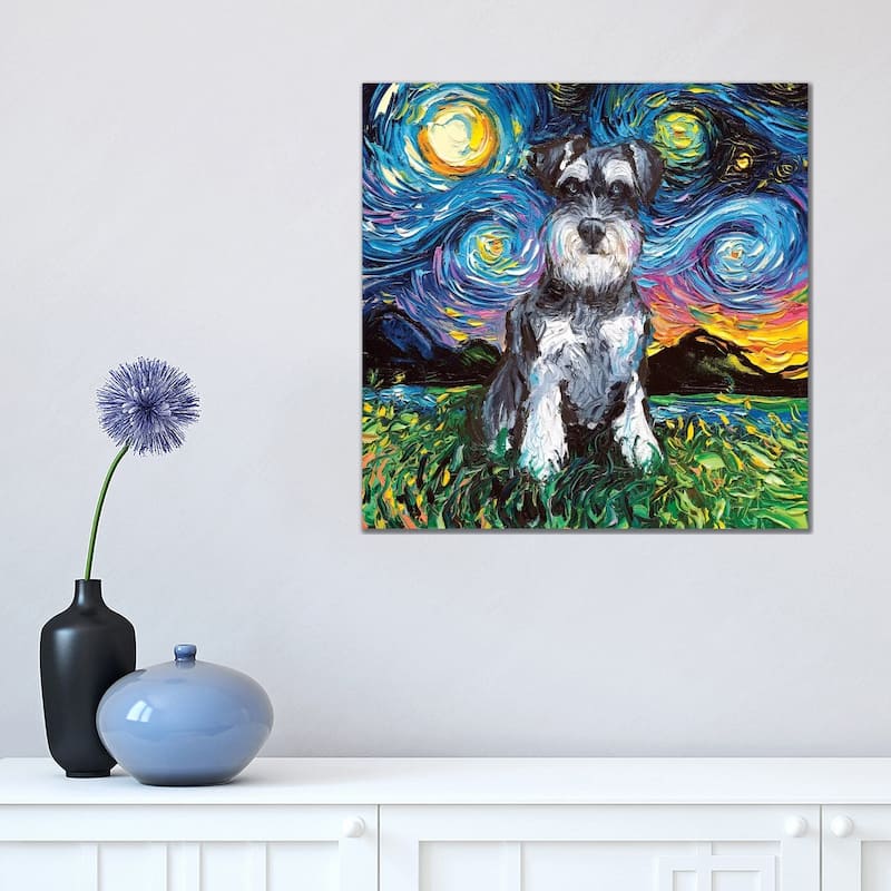 iCanvas "Schnauzer Night" by Aja Trier Canvas Print - 18x18x1.5