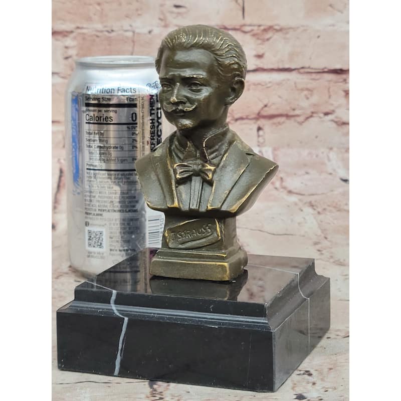 Johann Strauss Bronze Composer Bust On Marble Base