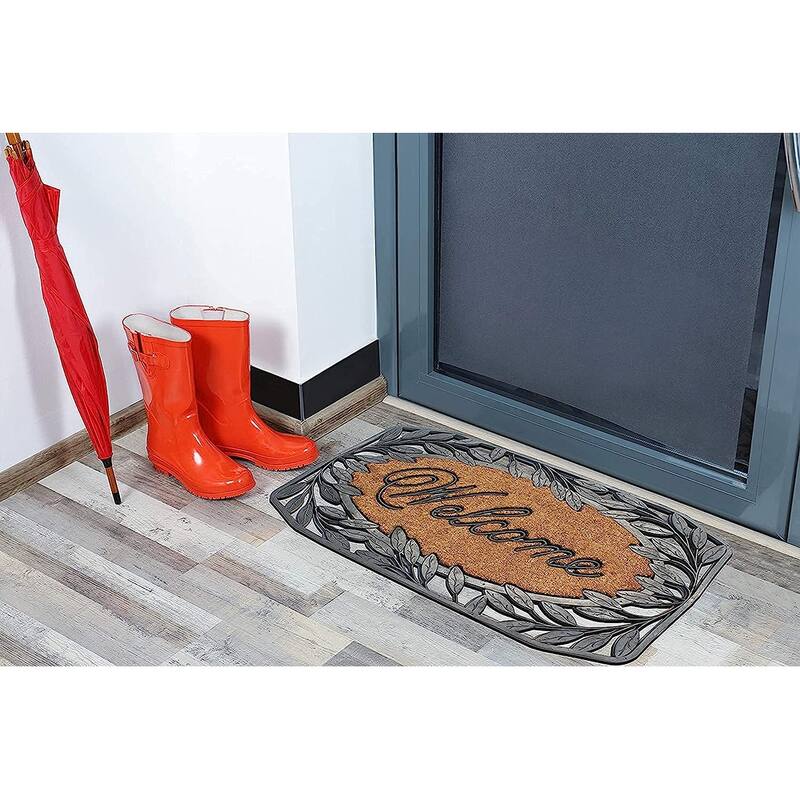 A1HC Rubber/ Coir Brush Welcome Doormat 23" X 38", Mesh Border