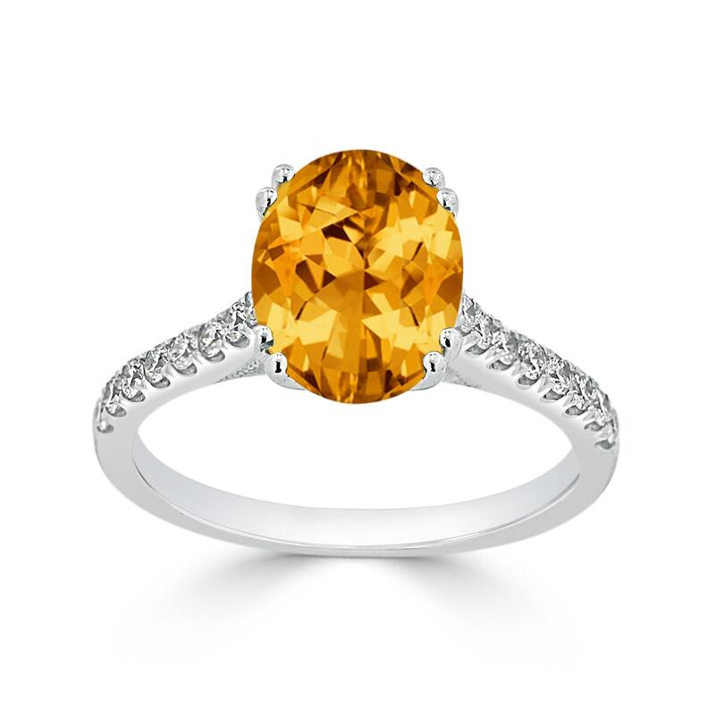 Auriya 2 3/4ct Fancy Oval Citrine and Diamond Engagement Ring 1/4cttw 14k Gold