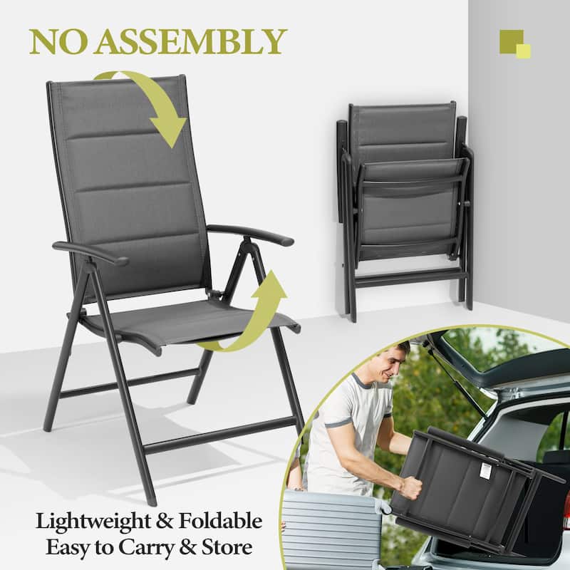 Patio Adjustable Reclining Folding Dining Chairs for Outdoor Indoor Garden Pool - See Picture