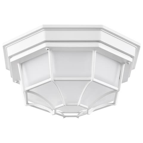 LED Spider Cage Fixture White Finish with Frosted Glass