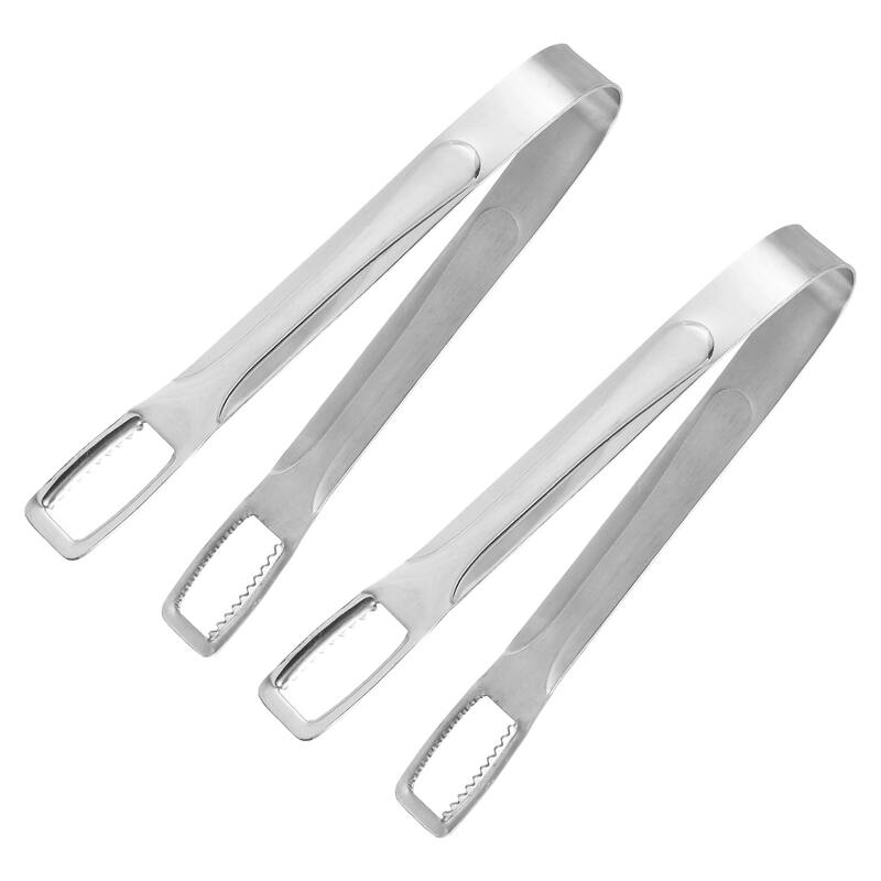 Serving Tongs, 2pcs 6.5 Inch - Stainless Steel Ice Tong for Bar, Cafe - Silver