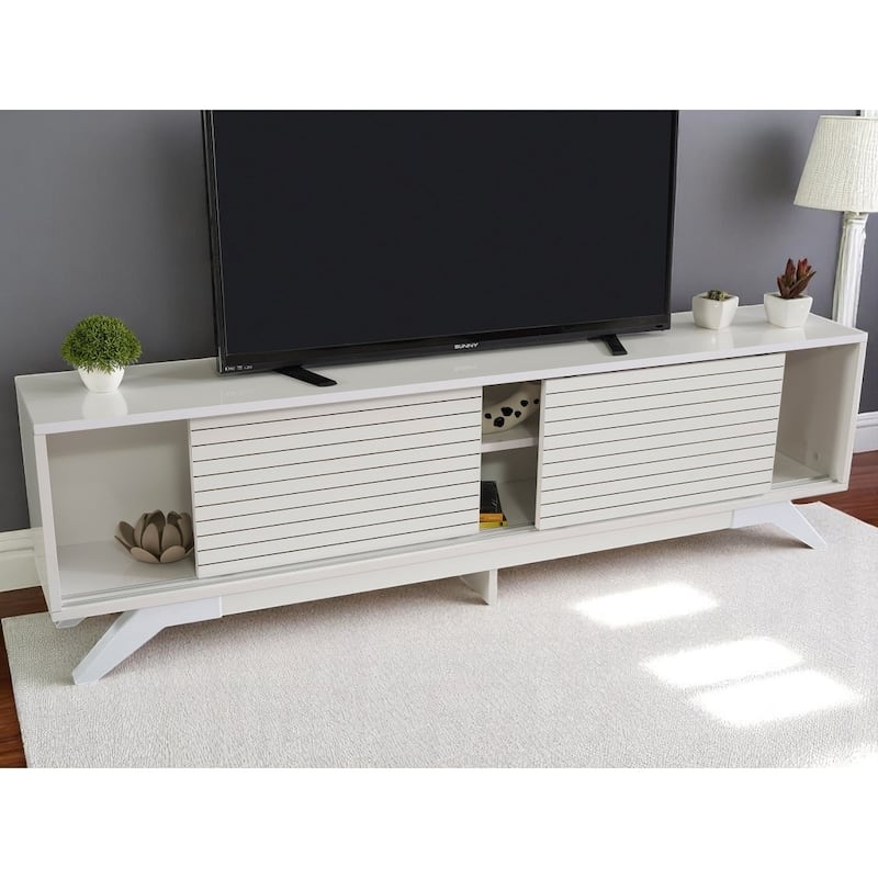 Lucina Modern TV Stand with 2 Sliding Door Cabinet 2 Shelves, Living Room Entertainment Center