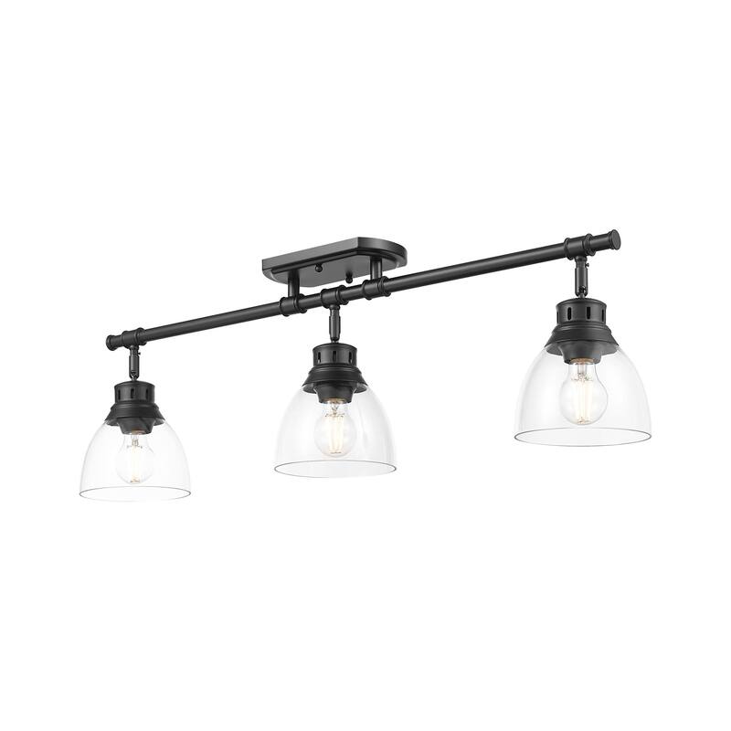 Golden Lighting 3602-3SF-CLR Duncan 3 Light 7" Wide Semi-flush Linear - Matte Black / Clear