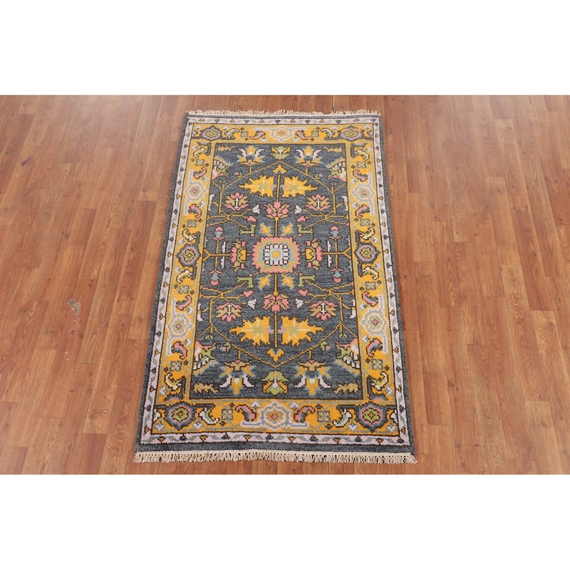 Blue Heriz Serapi Indian Foyer Rug Hand-Knotted Wool Carpet - 3'1"x 5'1"