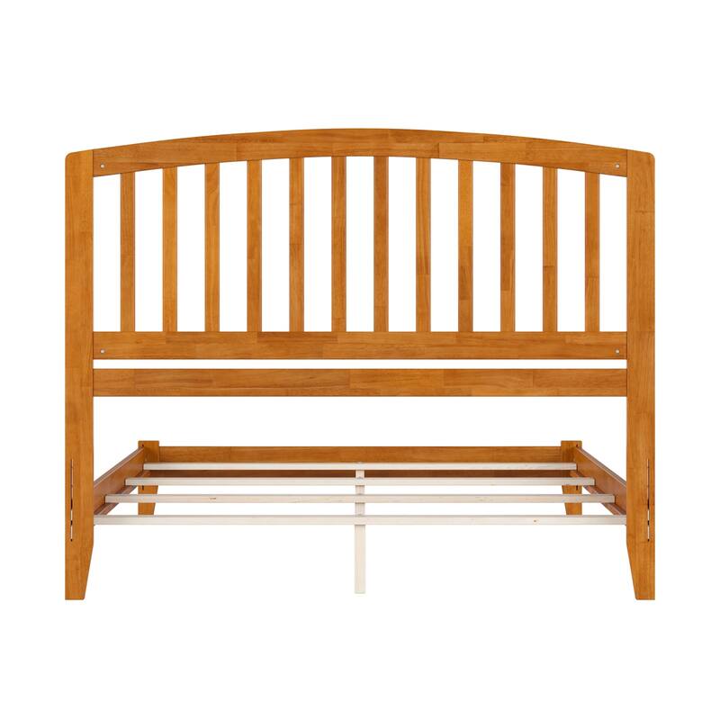 Bed with Charging Station - Modern Arch Headboard & USB Ports - Solid Wood Frame - Box Spring Required