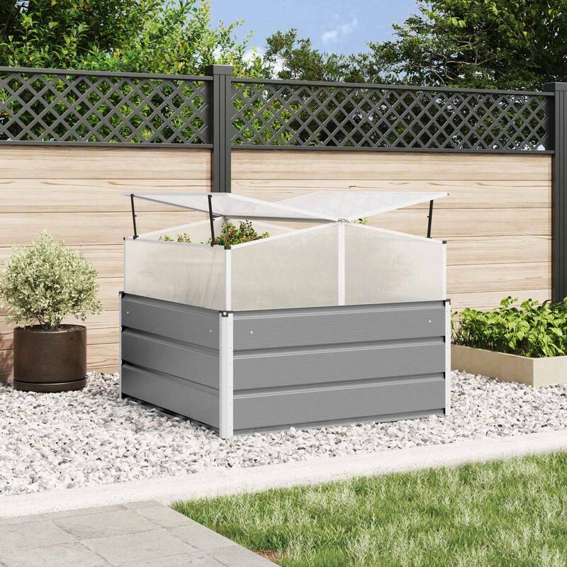 vidaXL Planter 39.37 x 39.37 x 30.31 in Galvanised Steel - 39.37 x 39.37 x 30.31 - Grey - 39.37 x 39.37 x 30.31 in
