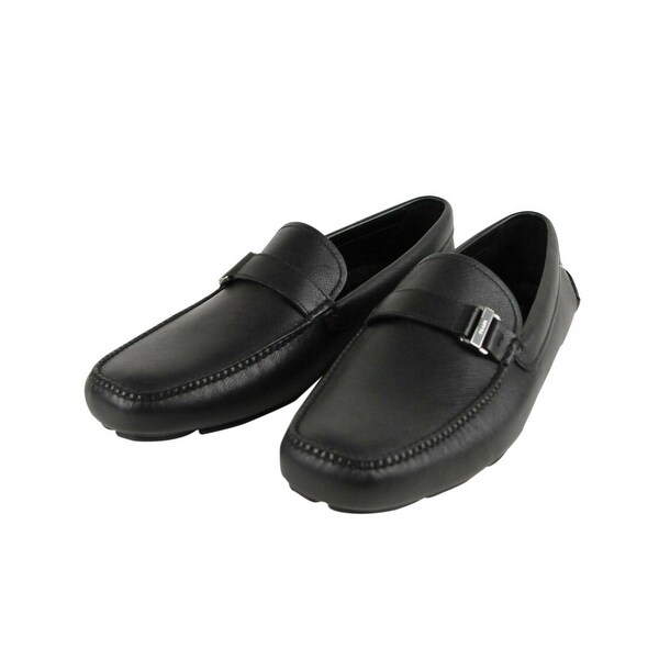 mens black loafers with silver buckle