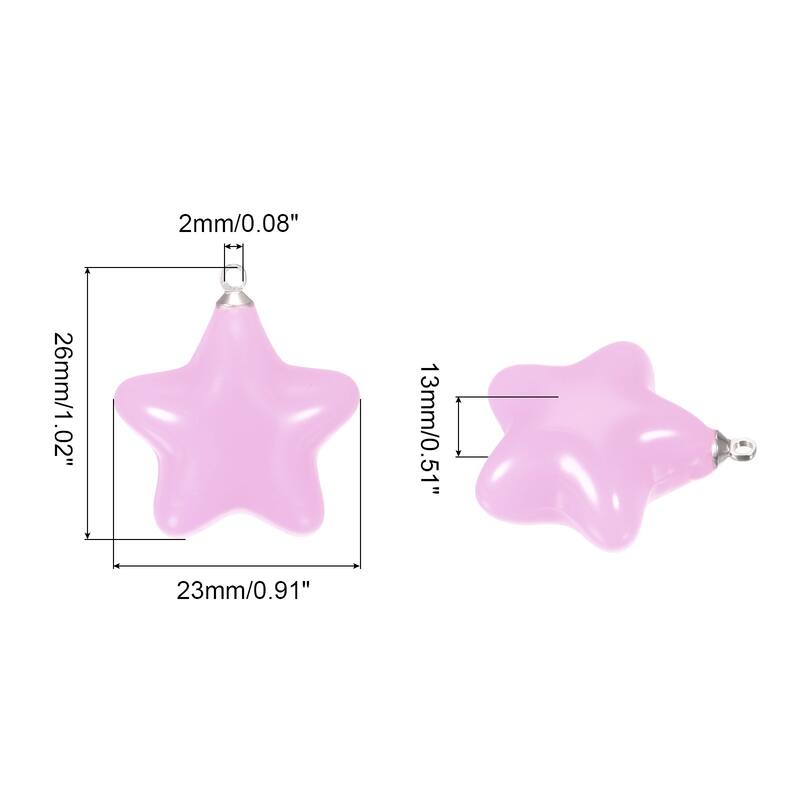 Acrylic Beads 5Pcs Star Shape Decoration Hanging Pendants for Craft - Light Purple