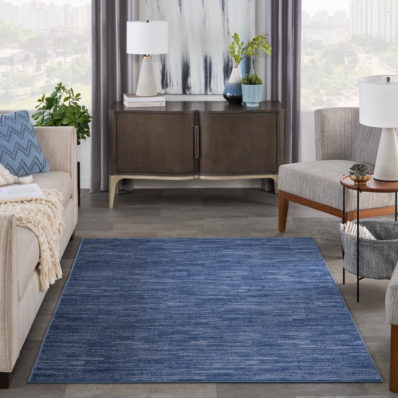 Nourison Modern Solid Indoor/Outdoor Area Rug - 5' x 7' - Navy