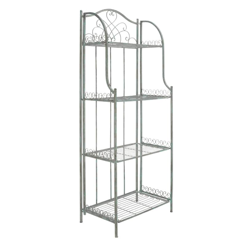 SAFAVIEH Bryn Victorian Wrought Iron 4-Tier Outdoor Bakers Rack - 25 In. W x 15 In. D x 63 In. H - 25"W x 15"D x 63"H