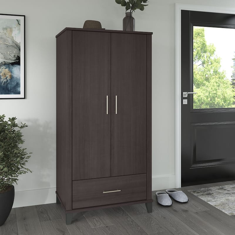 Somerset Tall Entryway Cabinet with Doors and Drawer by Bush Furniture - Storm Gray