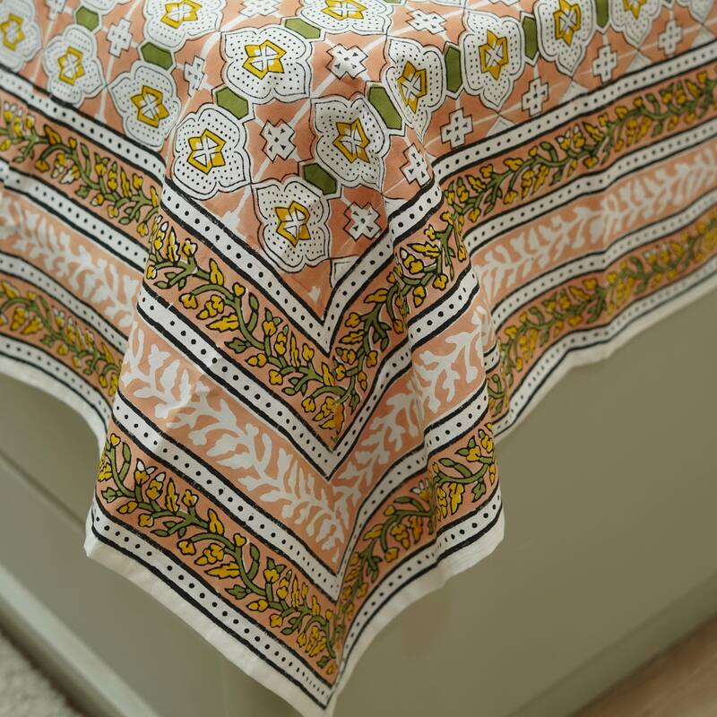 Fabdivine Handmade Block Print Flat Sheet or Bed Sheet Cotton Fabric Floral Home Decor