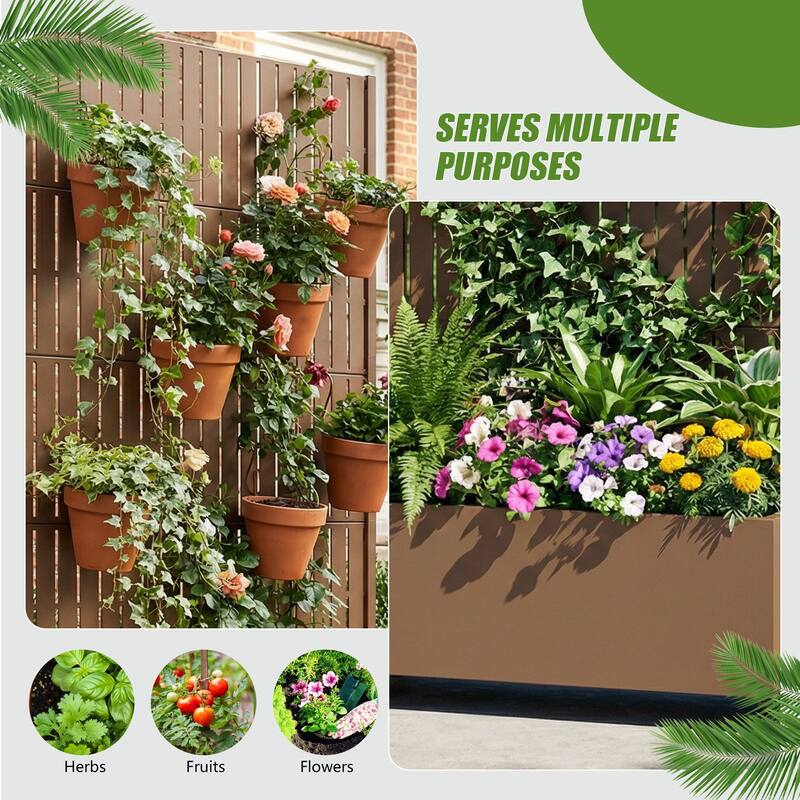 Raised Garden Bed Planter with Trellis Movable Planter Box with Lockable Wheels