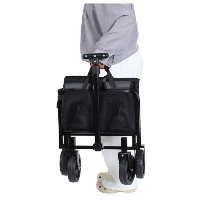 Convertible Steel Folding Camping Wagon Cart,Storage Compartment