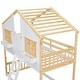 preview thumbnail 4 of 10, Twin over Twin House Bunk Bed with Roof, Window Box and Door, Natural+White