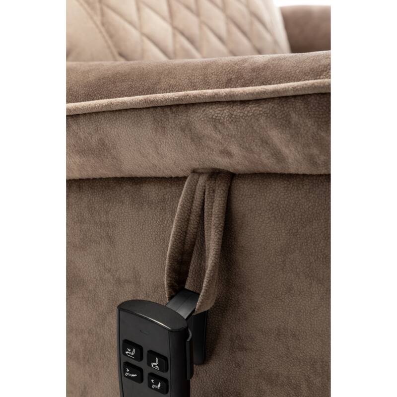 Beige Oversized Electric Recliner with OKIN Motor, 180° Lay Flat Function, Extra-Wide Seat, and Side Storage Pockets