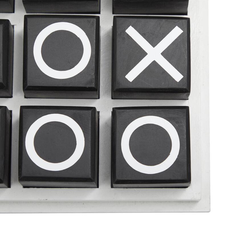 Wooden Tic Tac Toe Block Game Set with Steel or Light Wood Pieces - Black, Dark Brown, Gold - Roche River Decor