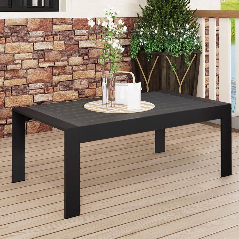 All-Weather Aluminum Outdoor Coffee Table,Modern Coffee Table for Outside,Rectangle Patio Coffee Table