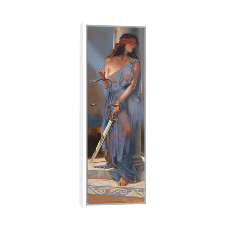 iCanvas "Lady Justice" by Maher Morcos Framed Canvas Print - 72x24 - White