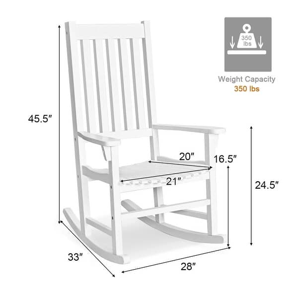 dimension image slide 0 of 4, Gymax Wooden Rocking Chair Porch Rocker High Back Garden Seat For - See Details