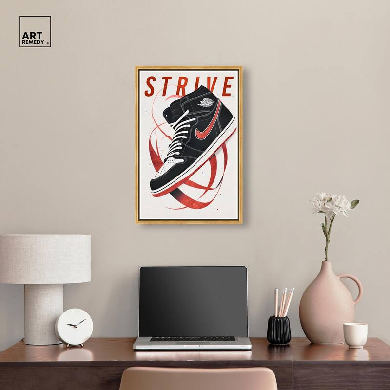 Red Ribbon Sneaker Canvas by Art Remedy